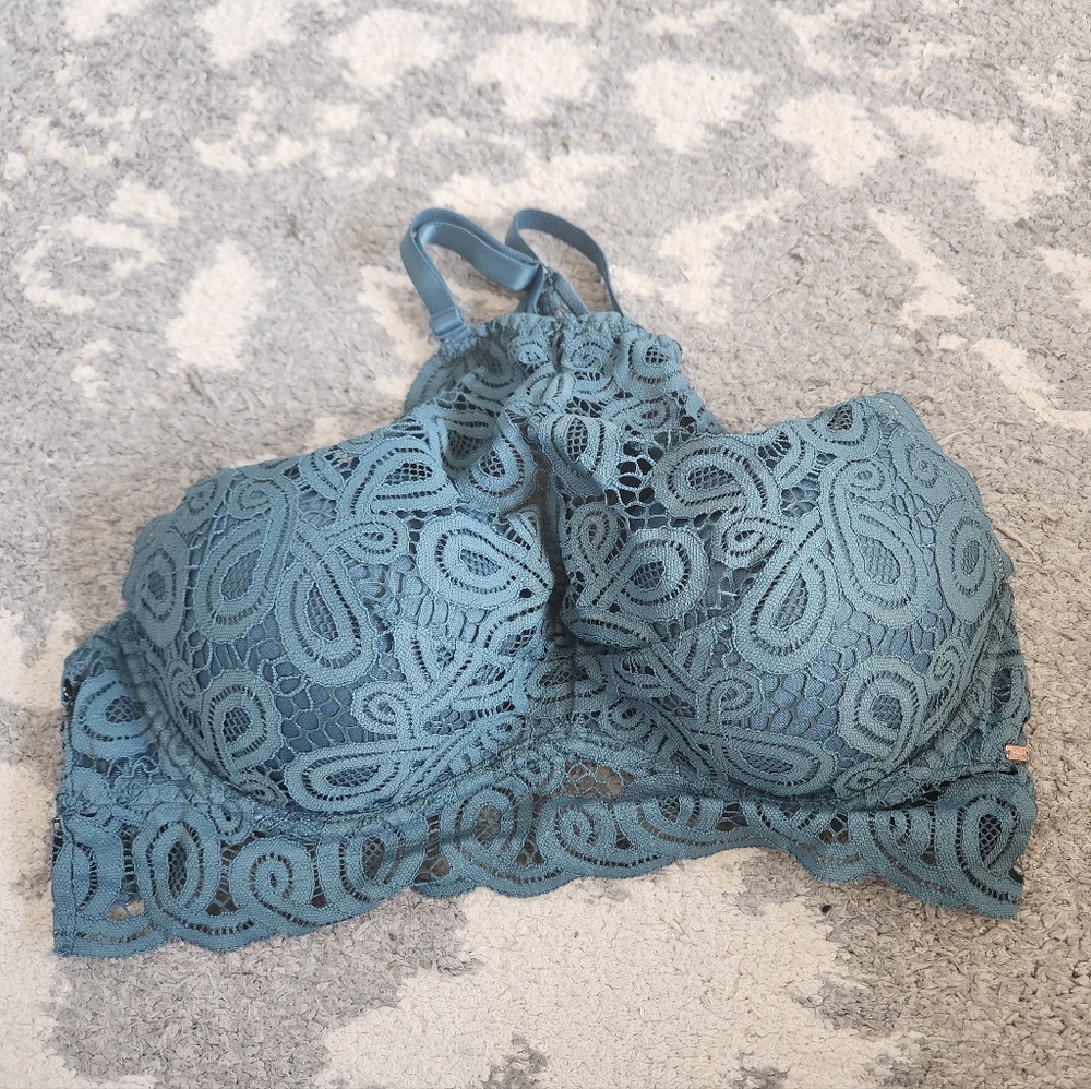 PINK lace racerback high neck push-up bra